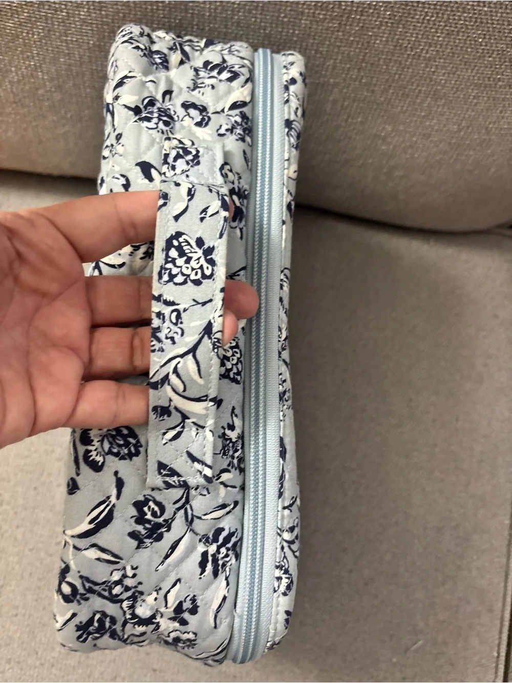 Vera Bradley Quilted Floral Carry-All in Light Blue and Navy